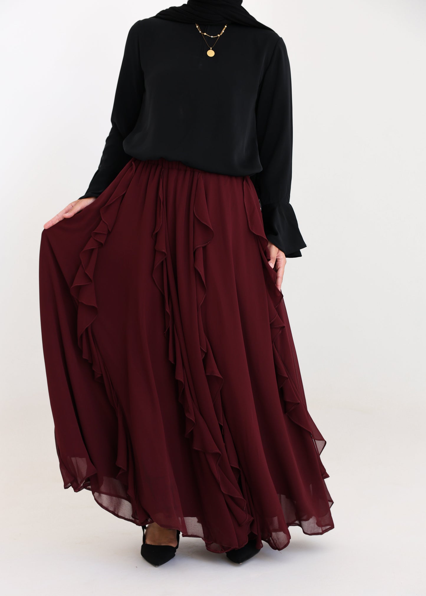 Petal Skirt In Burgundy