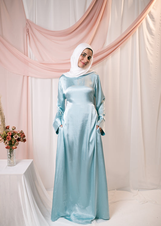 AHLAM Cape Dress In Powder Blue