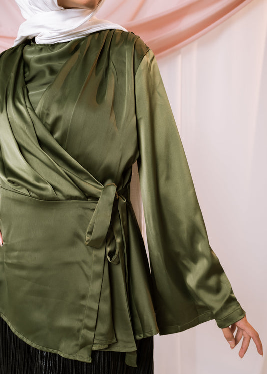 THURAYA Blouse in Olive Glow