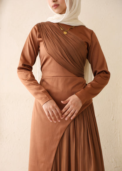 Aura Dress In Brown Copper