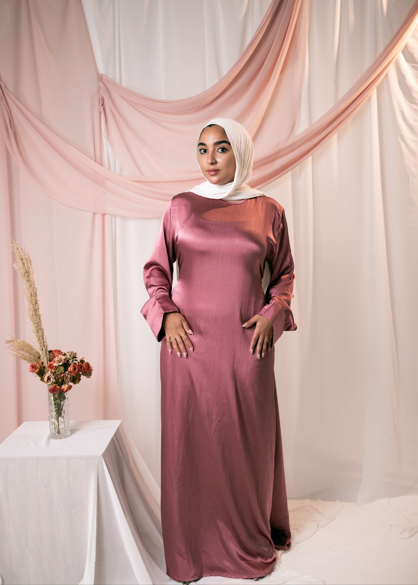 AHLAM Cape Dress In Dark Cashmere