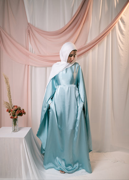 AHLAM Cape Dress In Powder Blue