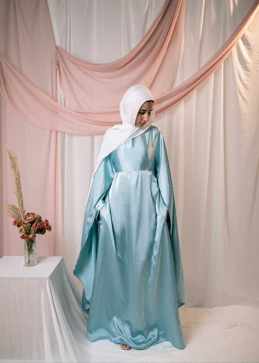 AHLAM Cape Dress In Powder Blue