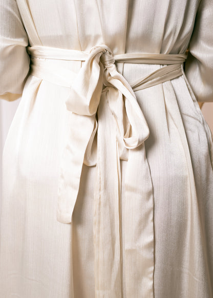 AHLAM Cape Dress In Pearl White